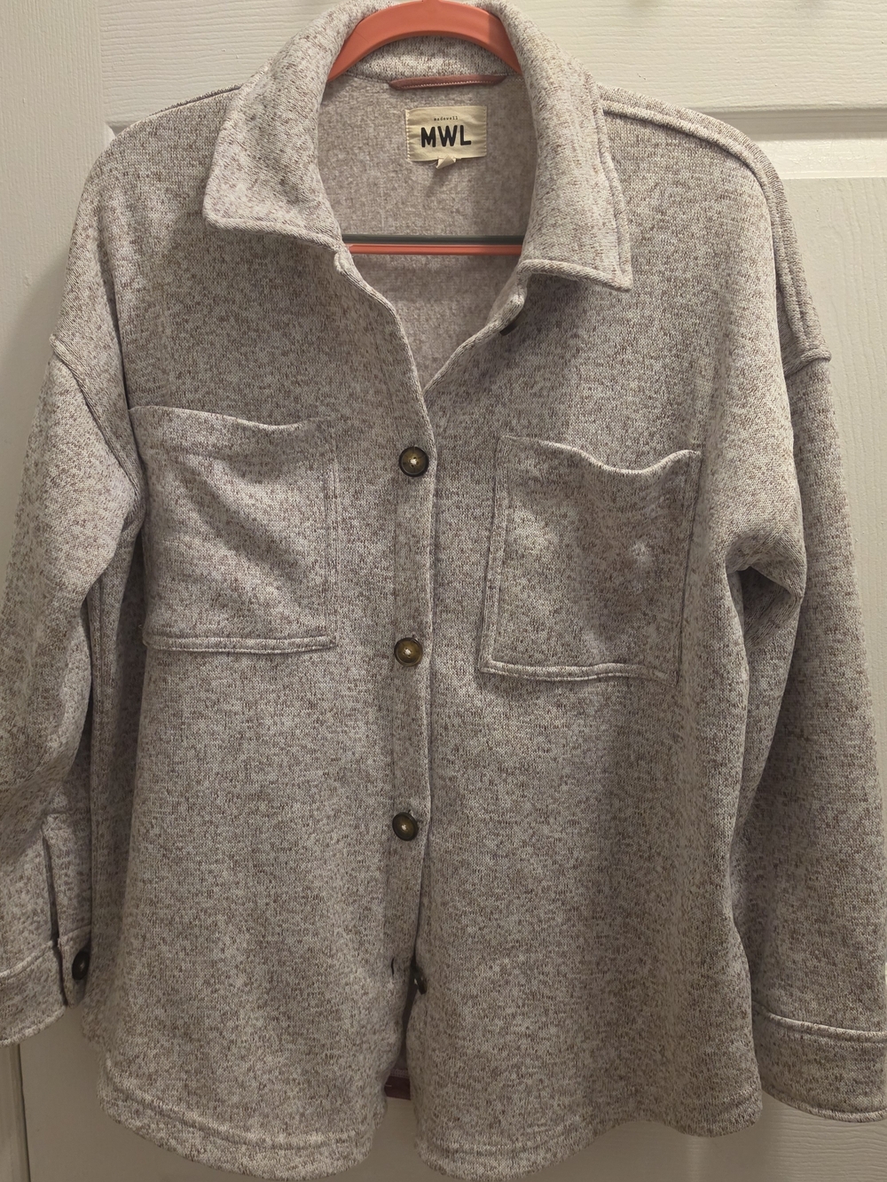 Madewell Heathered Cream-Taupe Utility Shacket